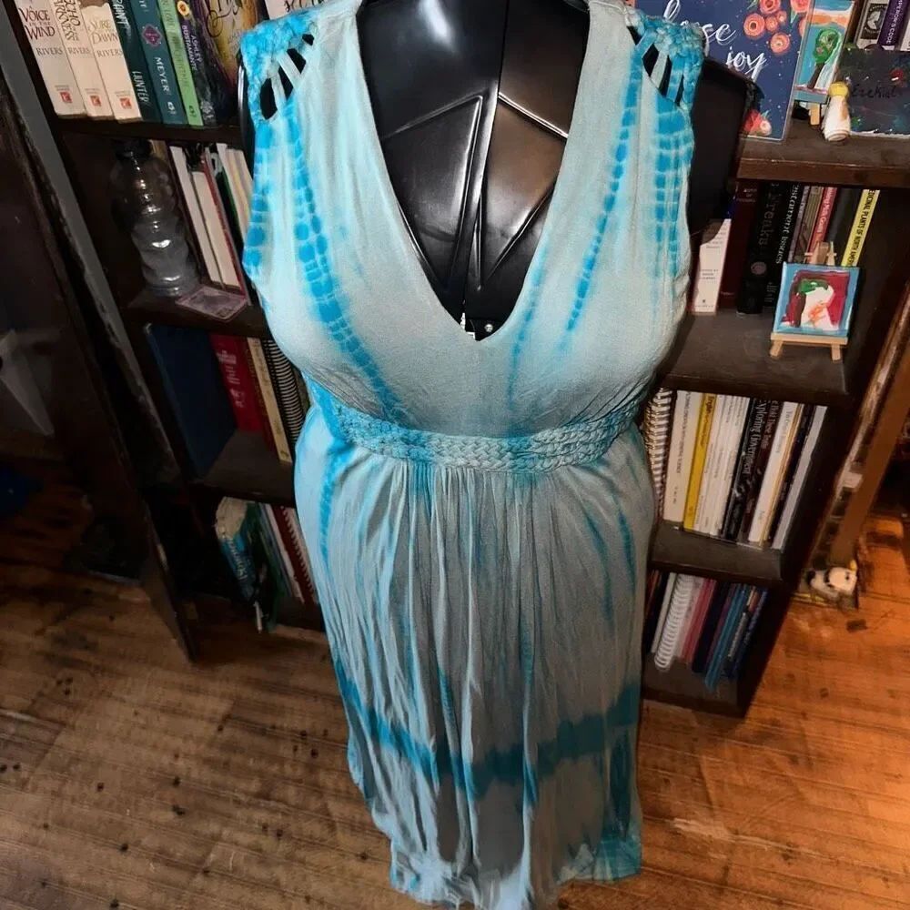 Sundance tie dye boho strapless S knit travel maxi dress